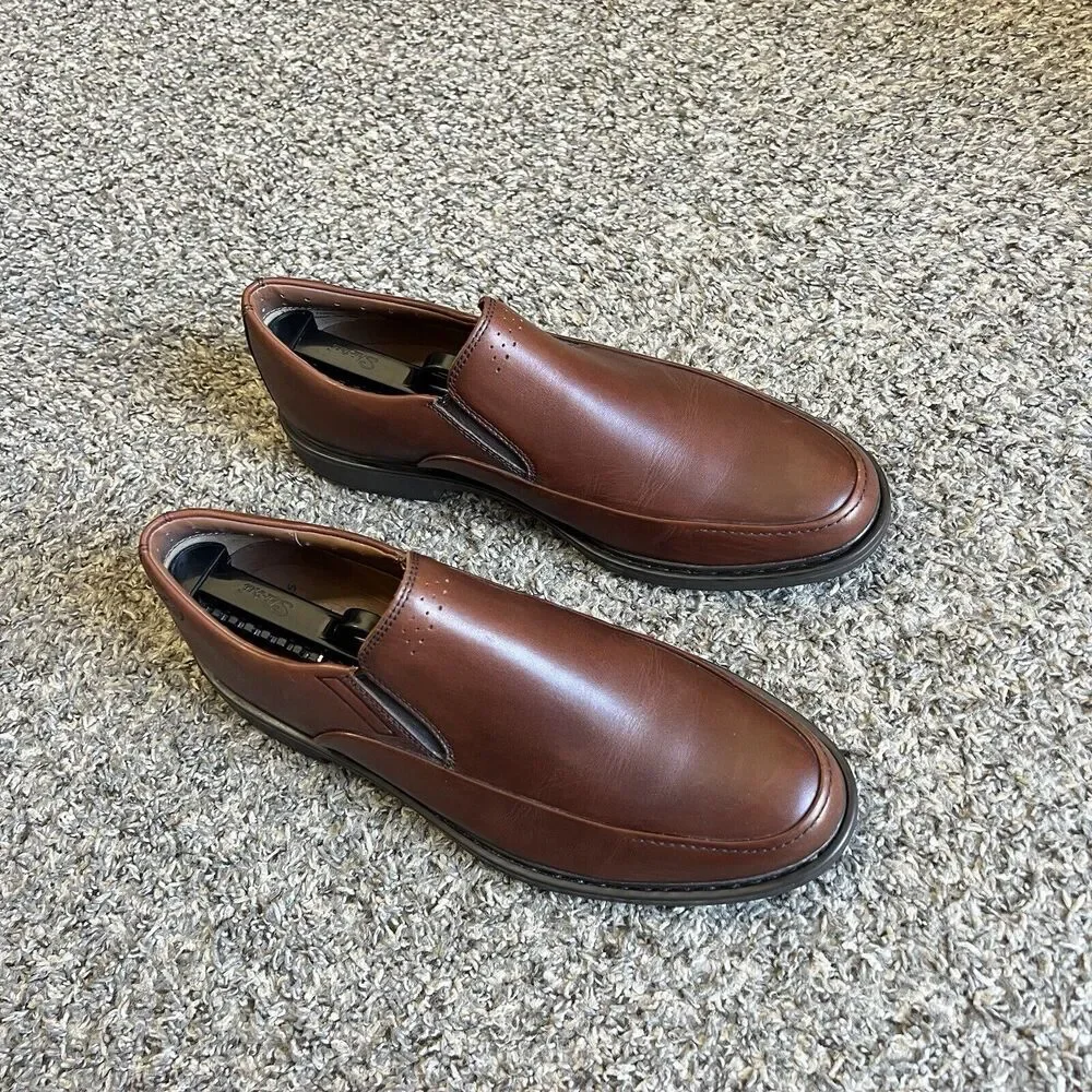 Clarks Active Air Vent Brown Leather Loafers Shoes Mens 9.5 M Slip On Comfort - Picture 2 of 10